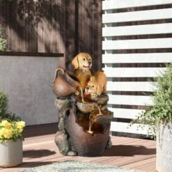 LuxenHome 25” Puppy And Pitchers Pot Resin Outdoor Water Fountain With LED Lights, Outdoor And Indoor Waterfalls For Patio, Garden Decor Multicolored 14 LuxenHome 25” Puppy And Pitchers Pot Resin Outdoor Water Fountain With LED Lights, Outdoor And Indoor Waterfalls For Patio, Garden Decor Multicolored -Garden GUEST 6237706e 9407 4c4c b4a8 06632ffc78f5