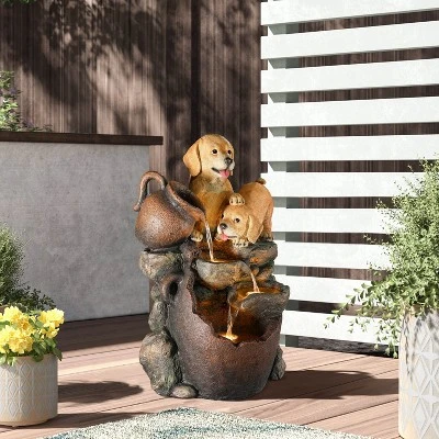 LuxenHome 25” Puppy And Pitchers Pot Resin Outdoor Water Fountain With LED Lights, Outdoor And Indoor Waterfalls For Patio, Garden Decor Multicolored 7 LuxenHome 25” Puppy And Pitchers Pot Resin Outdoor Water Fountain With LED Lights, Outdoor And Indoor Waterfalls For Patio, Garden Decor Multicolored - Image 5