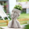 LuxenHome Speckled Beige MgO Happy Bust Head Planter 2 LuxenHome Speckled Beige MgO Happy Bust Head Planter -Garden GUEST 626aa712 e2b3 47a9 8f55 9b7386f2d08c