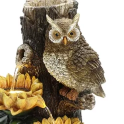 LuxenHome 28 Inch Outdoor Water Fountain, Owl And Sunflower Cascading Waterfall Fountain Outdoor And Indoor With LED Lights Brown 16 LuxenHome 28 Inch Outdoor Water Fountain, Owl And Sunflower Cascading Waterfall Fountain Outdoor And Indoor With LED Lights Brown -Garden GUEST 62cbbb42 4017 49b6 a212 1fd50caefa0c