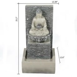 LuxenHome Gray Resin Meditating Buddha With Pedestal Outdoor Fountain With LED Light 11 LuxenHome Gray Resin Meditating Buddha With Pedestal Outdoor Fountain With LED Light -Garden GUEST 62de568a 748b 4874 9bbe 80547c355ec6