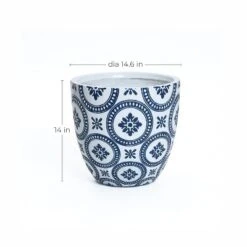 LuxenHome Round Tapered Planter – Blue And White Floral MgO Pot With Drainage Hole 17 LuxenHome Round Tapered Planter – Blue And White Floral MgO Pot With Drainage Hole -Garden GUEST 64a6e080 ae8e 40a3 b5d7 9fc3694a8cff