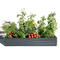 LuxenHome Galvanized Steel Rectangular 6-Ft X 3-Ft Raised Garden Bed Planter, Gray -Garden GUEST 64ffe875 cec8 4517 9f6d 50ea0d502449