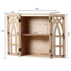 LuxenHome Farmhouse White And Natural MDF Wood Cathedral-Style 2-Door Wall Cabinet -Garden GUEST 658e9726 85b1 48c8 a3e6 5dee4f8ac767