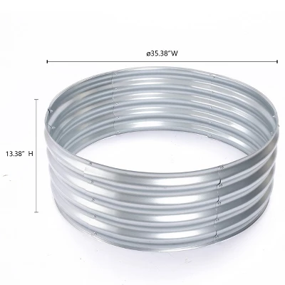 LuxenHome 36in Round Galvanized Steel Raised Garden Bed Planter 9 LuxenHome 36in Round Galvanized Steel Raised Garden Bed Planter - Image 7