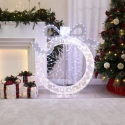 LuxenHome 3Ft Lighted Ornament & Snowflake Wreath, Silver & White Outdoor Christmas Decoration 17 LuxenHome 3Ft Lighted Ornament & Snowflake Wreath, Silver & White Outdoor Christmas Decoration -Garden GUEST 668e71a7 f6a5 4e0c b2d3 0c98d45b85a1