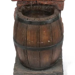 LuxenHome Resin Wine Bottle And Barrel Outdoor Fountain With LED Lights -Garden GUEST 66fe1507 6240 4b28 a694 f7790cb1a38b
