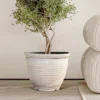 LuxenHome Ivory White Bell Round Recyled Plastic Planter Off-White 1 LuxenHome Ivory White Bell Round Recyled Plastic Planter Off-White -Garden GUEST 68cc2a1d 0533 4d6f 9111 774b0aa580cb