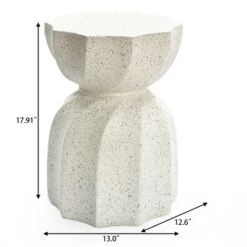 LuxenHome Off White With Gray Cement Hourglass Side Table -Garden GUEST 68ea051c a1c4 4b42 9e23 97d04cadf439