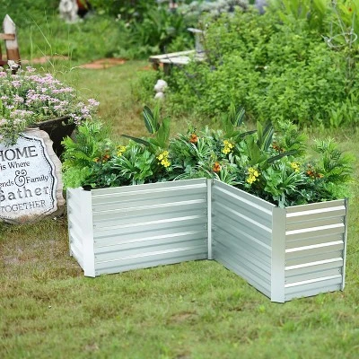 LuxenHome L-Shaped Galvanized Steel Raised Garden Bed Planter 5 LuxenHome L-Shaped Galvanized Steel Raised Garden Bed Planter - Image 3