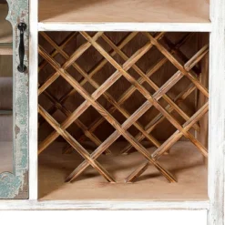 LuxenHome Distressed White And Gray Wood 1-Door Storage Wine Cabinet -Garden GUEST 6a26c4c0 ef97 4b82 829c 187f9b2f95a9