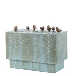 LuxenHome Patina Resin Rectangular Bubbler Outdoor Fountain With LED Lights And Bronze Birds -Garden GUEST 6a34b1ce eb6a 4fa2 864f 6e656dd676f4