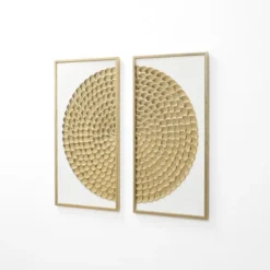 LuxenHome 2-Piece White & Distressed Gold Metal Wall Art Set, Modern Rustic Home Decor -Garden GUEST 6a3d9a0e a6ac 4425 a186 070ac8ac9594