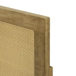 LuxenHome Natural Finish Rubberwood With Rattan Panel Headboard, Queen Brown -Garden GUEST 6a439b86 879a 4087 9180 26d5a2d31041