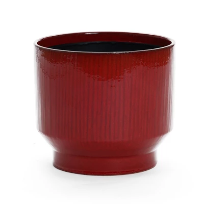 LuxenHome Ceramic Plant Pot Red Glazed Indoor Outdoor Decorative Planter With Drainage Hole And Rubber Plug Modern Round Flower Pot 11 LuxenHome Ceramic Plant Pot Red Glazed Indoor Outdoor Decorative Planter With Drainage Hole And Rubber Plug Modern Round Flower Pot - Image 9