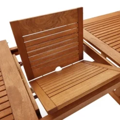 LuxenHome Carmel Solid Wood Extendable Outdoor Dining Table Brown -Garden GUEST 6b0a151d f473 417a 8861 463752ee3c82