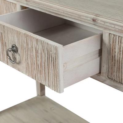 LuxenHome Whitewashed Wood 3-Drawer 1-Shelf Console And Entry Table 10 LuxenHome Whitewashed Wood 3-Drawer 1-Shelf Console And Entry Table - Image 8