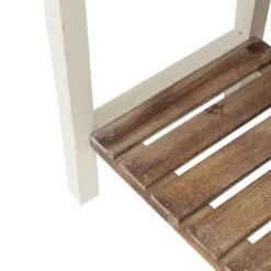 LuxenHome Distressed White And Wood 2-Drawer 1-Shelf Console Table And Entry Table 18 LuxenHome Distressed White And Wood 2-Drawer 1-Shelf Console Table And Entry Table -Garden GUEST 6b78f03a e8a8 44b3 aba0 fb594649a5f3