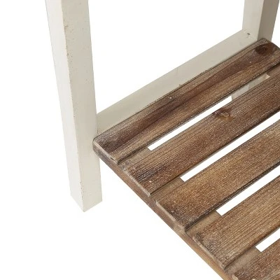 LuxenHome Distressed White And Wood 2-Drawer 1-Shelf Console Table And Entry Table 5 LuxenHome Distressed White And Wood 2-Drawer 1-Shelf Console Table And Entry Table - Image 3
