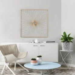 LuxenHome Gold Metal Spiral Flower Square Frame Wall Decor -Garden GUEST 6c708b7c ba2f 4d3b bf8f ae90d116ab46