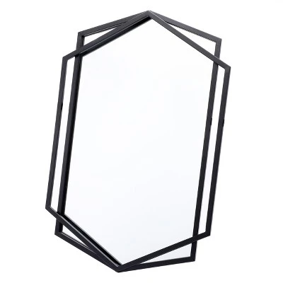 LuxenHome Black Metal Hexagon Frame Wall Accent Mirror For Bathroom & Vanity 11 LuxenHome Black Metal Hexagon Frame Wall Accent Mirror For Bathroom & Vanity - Image 9
