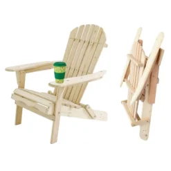 LuxenHome Unfinished Hemlock Wood Outdoor Adirondack Chair -Garden GUEST 6d0540d4 a5a1 4c48 b296 ffe59696651e