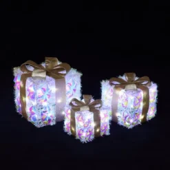 LuxenHome 3-Piece Prism Gift Boxes With Gold Ribbon Holiday Decoration With Lights Multicolored, Gold, White 13 LuxenHome 3-Piece Prism Gift Boxes With Gold Ribbon Holiday Decoration With Lights Multicolored, Gold, White -Garden GUEST 6dc34bb6 4bb3 4261 9ebe 499230cd0d80