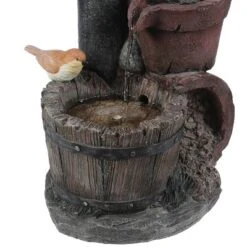 LuxenHome Resin Farmhouse Barrel And Water Pump Outdoor Fountain -Garden GUEST 6df916fb 6e6a 48d1 9cf7 bf74d390e85a