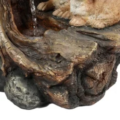 LuxenHome Resin Two Bunnies Tree Stump Outdoor Fountain With LED Lights 14 LuxenHome Resin Two Bunnies Tree Stump Outdoor Fountain With LED Lights -Garden GUEST 6e26c724 3e41 4041 8100 88eaa40aff44
