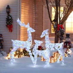 LuxenHome 3-Piece Multi-Color Snowflake Deer Family Outdoor Holiday Decoration With 460 Lights -Garden GUEST 6ee40b24 4cca 43e2 ac57 9eda6cb89890