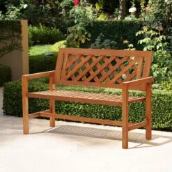 LuxenHome Laguna Solid Wood Outdoor Loveseat Park Bench -Garden GUEST 6eedd335 09fe 455d 8483 45edcee733f8