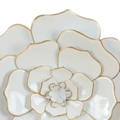 LuxenHome White And Gold Flower Metal Wall Decor -Garden GUEST 6f4e67a2 5895 4a99 8c95 b9b271ebf980