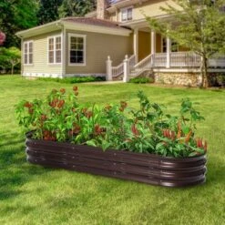 LuxenHome 5.5-Ft Oval Brown Metal Raised Garden Bed Planter 24 LuxenHome 5.5-Ft Oval Brown Metal Raised Garden Bed Planter -Garden GUEST 6fa922e7 89b8 4b84 86c9 dd03f4731ed9