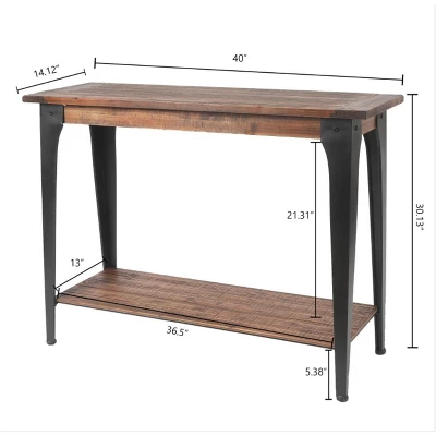 LuxenHome Dark Brown Wood And Black Metal 1-Shelf Console And Entry Table 5 LuxenHome Dark Brown Wood And Black Metal 1-Shelf Console And Entry Table - Image 3