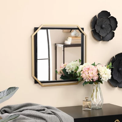 LuxenHome Gold And Black Metal Floating Frame Wall Accent Mirror Vanity Mirror 7 LuxenHome Gold And Black Metal Floating Frame Wall Accent Mirror Vanity Mirror - Image 5