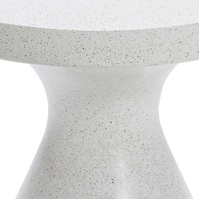 LuxenHome White And Speckled Gray MgO 20" Round Side Table 10 LuxenHome White And Speckled Gray MgO 20" Round Side Table - Image 8
