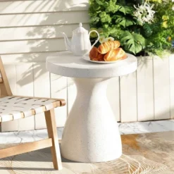 LuxenHome White And Speckled Gray MgO 20" Round Side Table 14 LuxenHome White And Speckled Gray MgO 20" Round Side Table -Garden GUEST 73993ace 06be 4c75 bca7 3dd2ff2a68ef