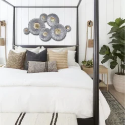 LuxenHome Silver And Gold Flowers Metal Wall Decor -Garden GUEST 73a83ba2 871c 4a19 aa50 459aa427b5a8