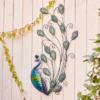 LuxenHome Blue And Green Peacock Metal And Glass Wall Decor, Indoor And Outdoor Decor.. -Garden GUEST 761810cf 936f 4a28 94b6 c7ff89bb88e5