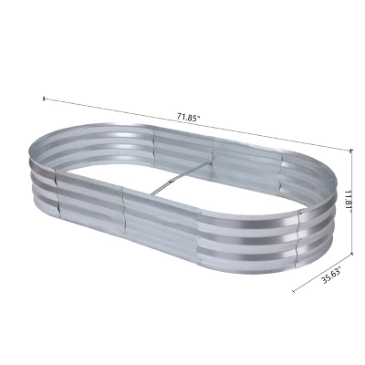 LuxenHome 6ft X 3ft Oval Galvanized Steel Raised Garden Bed Planter 8 LuxenHome 6ft X 3ft Oval Galvanized Steel Raised Garden Bed Planter - Image 6