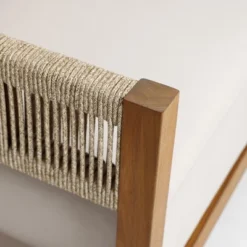 LuxenHome Outdoor Acacia Wood With Rope Sides Club Loveseat With Cushions And Coffee Table -Garden GUEST 76ce999d dfc0 4917 8de3 1f0481f4acd9