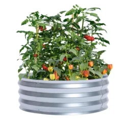 LuxenHome 3ft Round Galvanized Metal Raised Garden Bed Planter -Garden GUEST 76d65b8d 6730 4130 9b42 0e3aec6c78dd