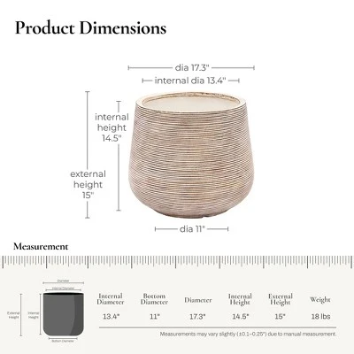 LuxenHome Distressed Tan MgO 15" H Tapered Round Planter Brown 4 LuxenHome Distressed Tan MgO 15" H Tapered Round Planter Brown - Image 2