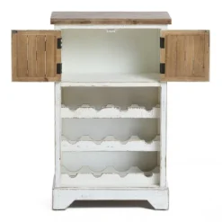 LuxenHome White And Natural Wood 2-Door Wine Cabinet -Garden GUEST 77ae31a9 3548 4673 bb10 3c584aa88ac6