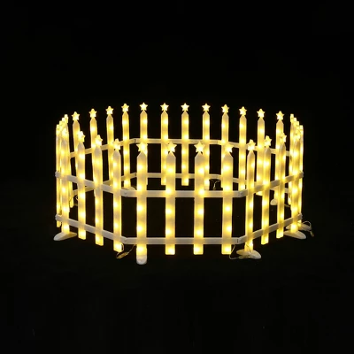 LuxenHome 8-Piece Light Show Star-Topped Fence Design Outdoor Decoration White 6 LuxenHome 8-Piece Light Show Star-Topped Fence Design Outdoor Decoration White - Image 4