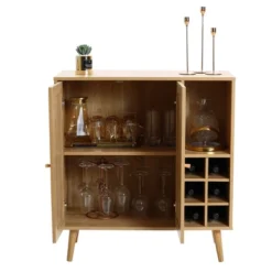 LuxenHome 35" Tall 2-Door Rattan Light Oak Finish Wood Wine And Storage Cabinet Brown 21 LuxenHome 35" Tall 2-Door Rattan Light Oak Finish Wood Wine And Storage Cabinet Brown -Garden GUEST 790683d5 922b 40f7 911e 647c6b7f1ec6