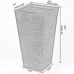 LuxenHome Gray MgO Tall Tapered Square Planter 14 LuxenHome Gray MgO Tall Tapered Square Planter -Garden GUEST 7908201a b4b2 4582 8e66 106db7fd70bd
