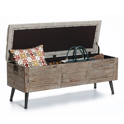 LuxenHome 47.2-Inch Wide Upholstered Wood Storage Bench. 8 LuxenHome 47.2-Inch Wide Upholstered Wood Storage Bench. - Image 6