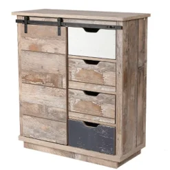 LuxenHome Rustic Wood 4-Drawer 1-Sliding Door Storage Cabinet. -Garden GUEST 7952b2d2 198e 4887 9ea6 5d1d912a3fdc