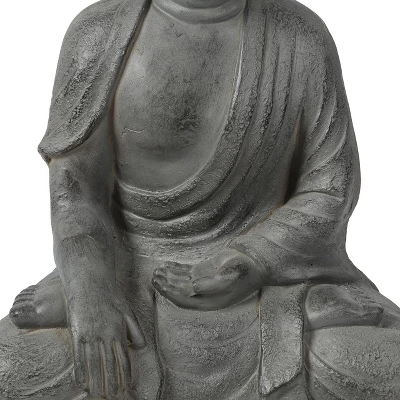 LuxenHome 16.1" Gray MgO Enlightened Buddha Garden Statue 7 LuxenHome 16.1" Gray MgO Enlightened Buddha Garden Statue - Image 5